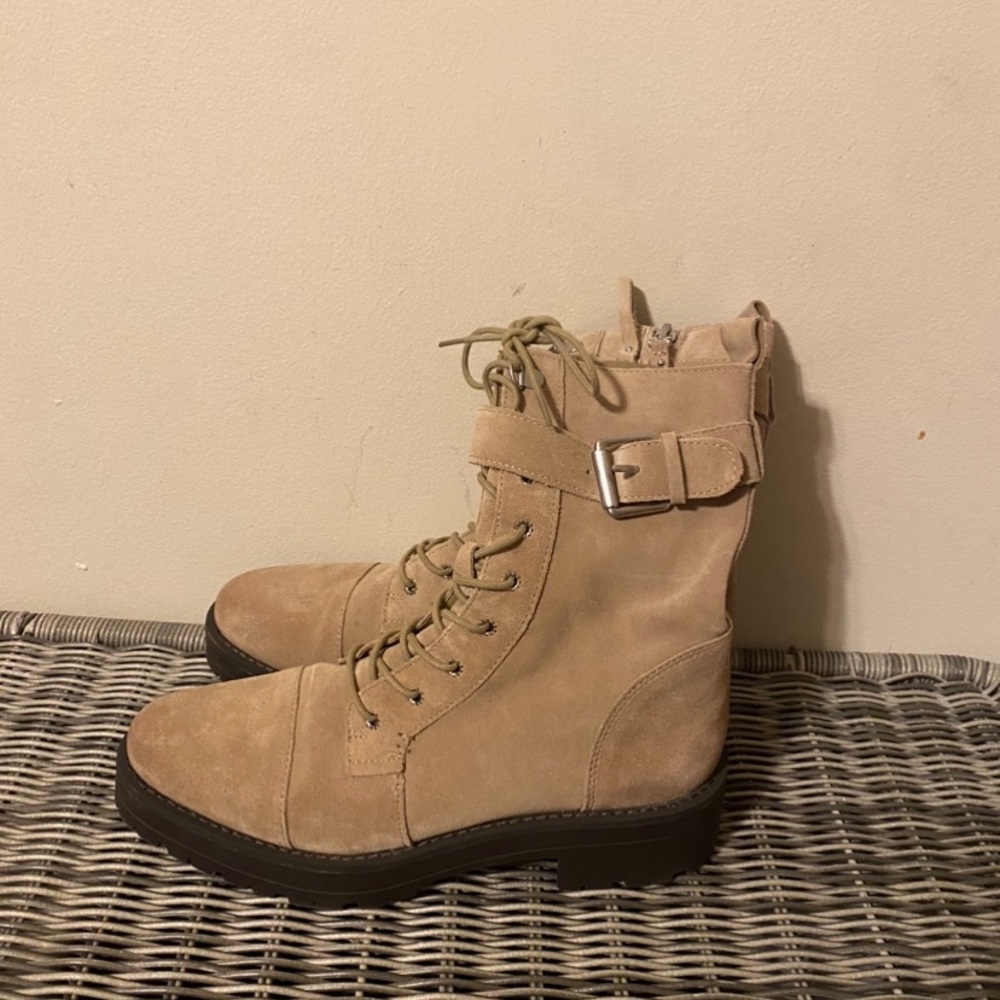 Sam Edelman junip tan suede lug sole combat boots - Picture 3 of 8